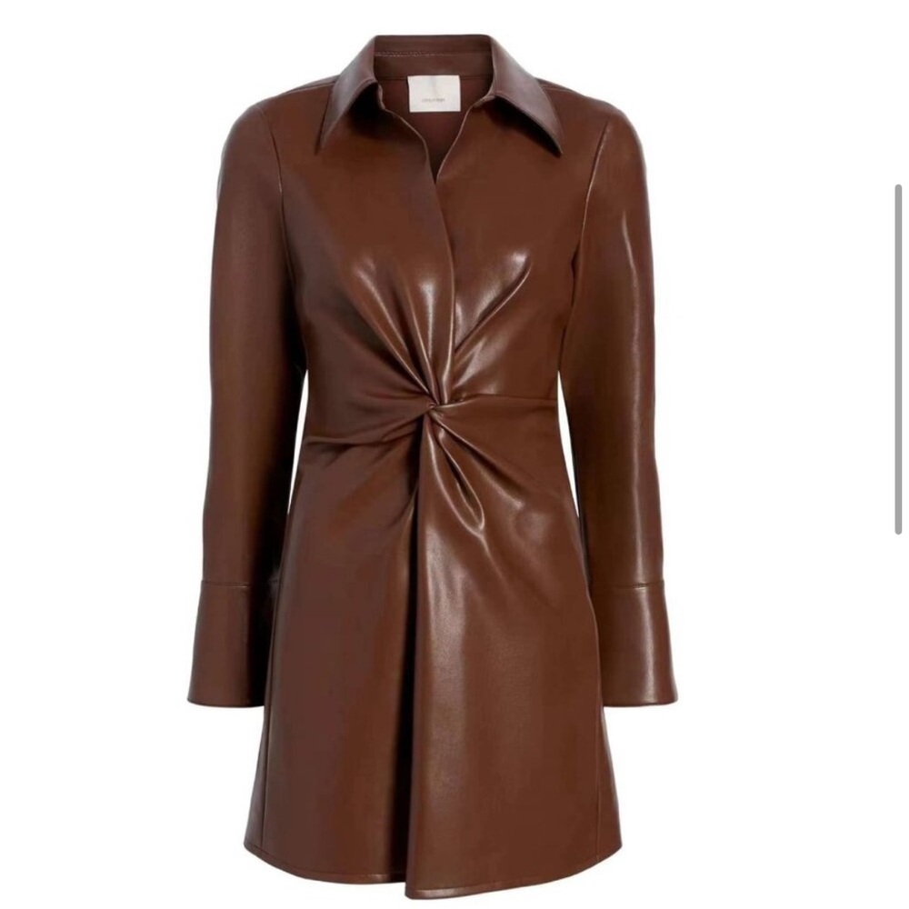 NEW Cinq à Sept 5a7 Vegan Leather Mckenna Mini Dress Sz4 Chocolate Espresso
